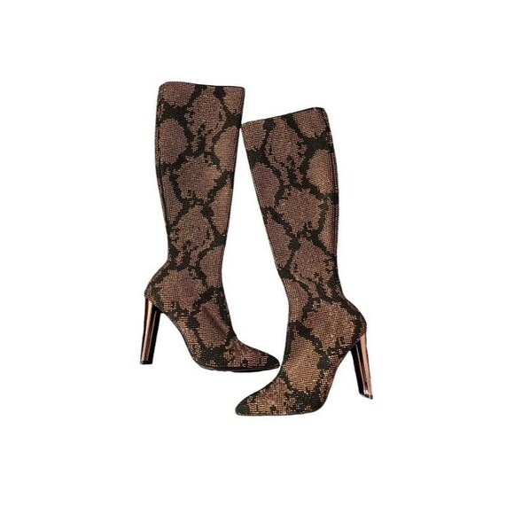 NWT Aldo Rhinestones Covered Tall Sock Boots Women's Size 6 - Picture 2 of 5